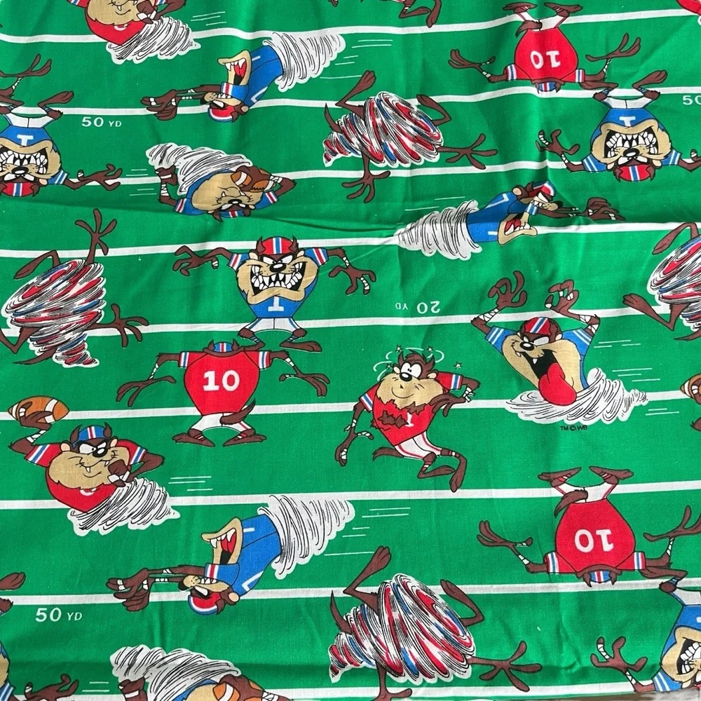 Vintage Lot of 90s Looney Tunes Fabric Sports Taz Daffy Bugs Colorful Crafts